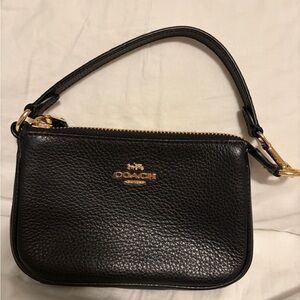 Coach Black Leather Wristlet with Gold Accents NOLITA 15